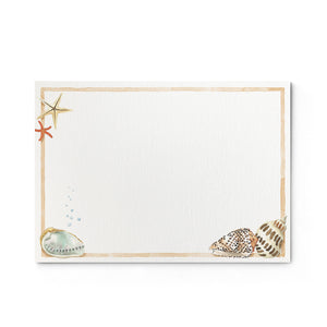 Shells on Shells Stationery Cards, Personalized Set of 50