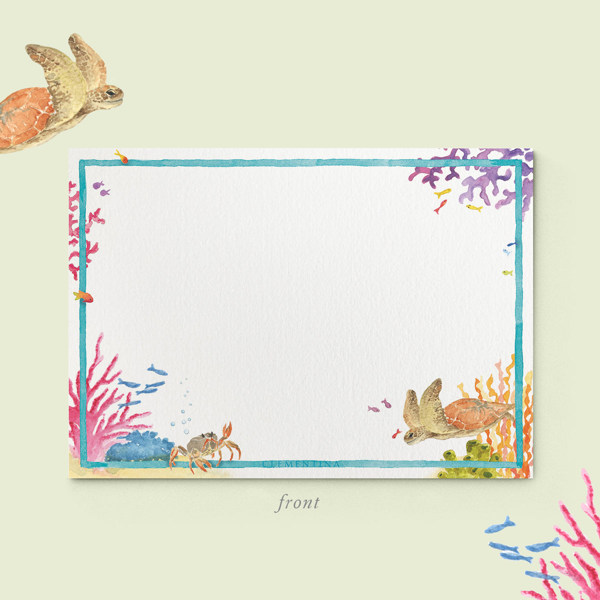 Under The Sea Stationery Cards, Personalized Set of 50