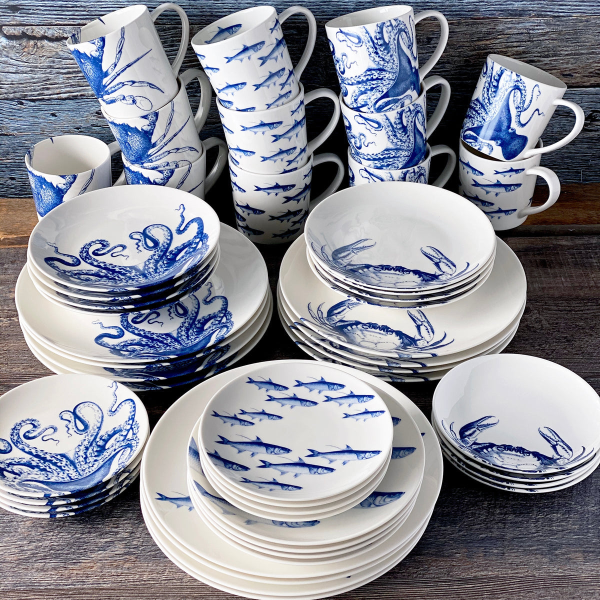 48 Pc. Coastal Collection Dinnerware Set from Caskata