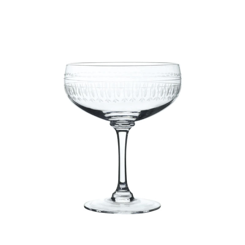 Crystal Cocktail Glasses with Ovals Design, Set of Four