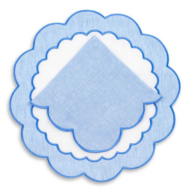 Made-to-Order Colette Linen Placemat and Napkin, Set of 12 in Blue