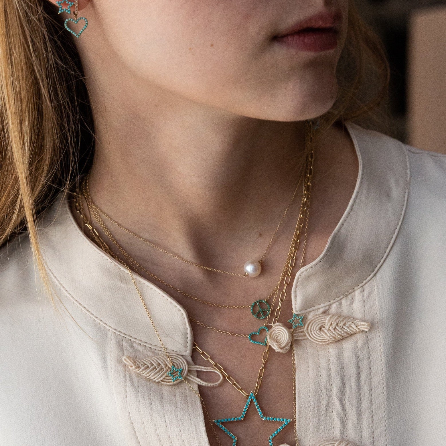 Turquoise Heart Charm Necklace