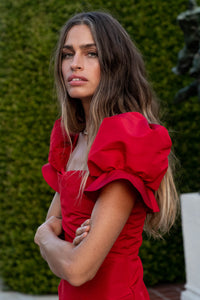 Rose Midi Dress in Red