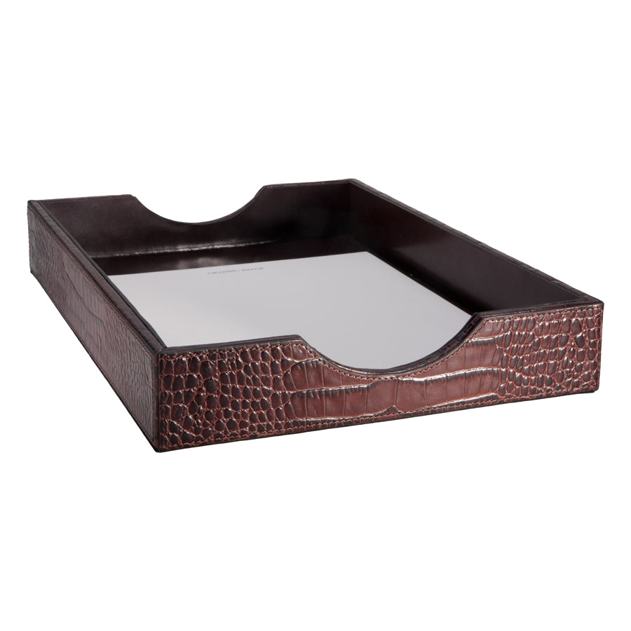 Letter Tray in Crocodile Embossed Leather