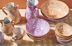 Casa Lila Medium Pitcher with Hand-painted Designs