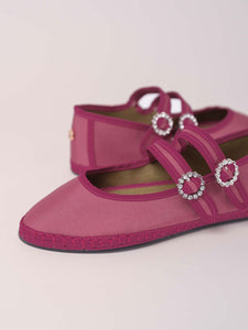 Double Lace Flat in Flamingo