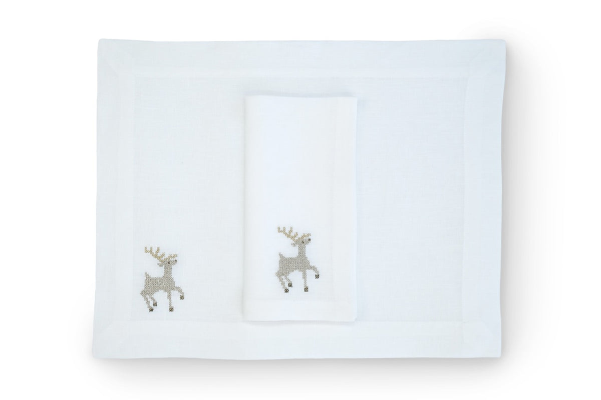 Sparkling Reindeer Napkin and Placemat, Set of 2