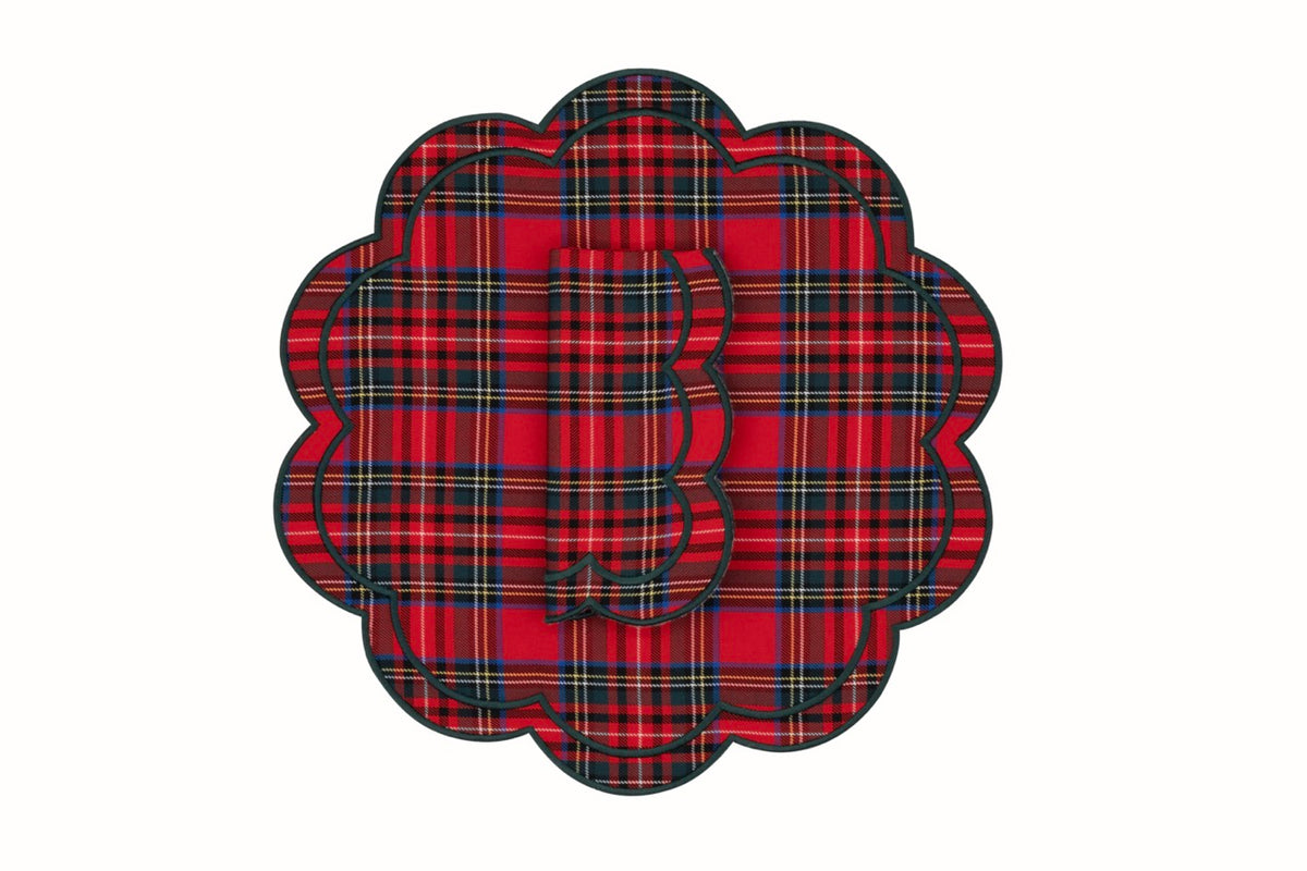 Bloom Red Tartan Napkin and Placemat, Set of 2