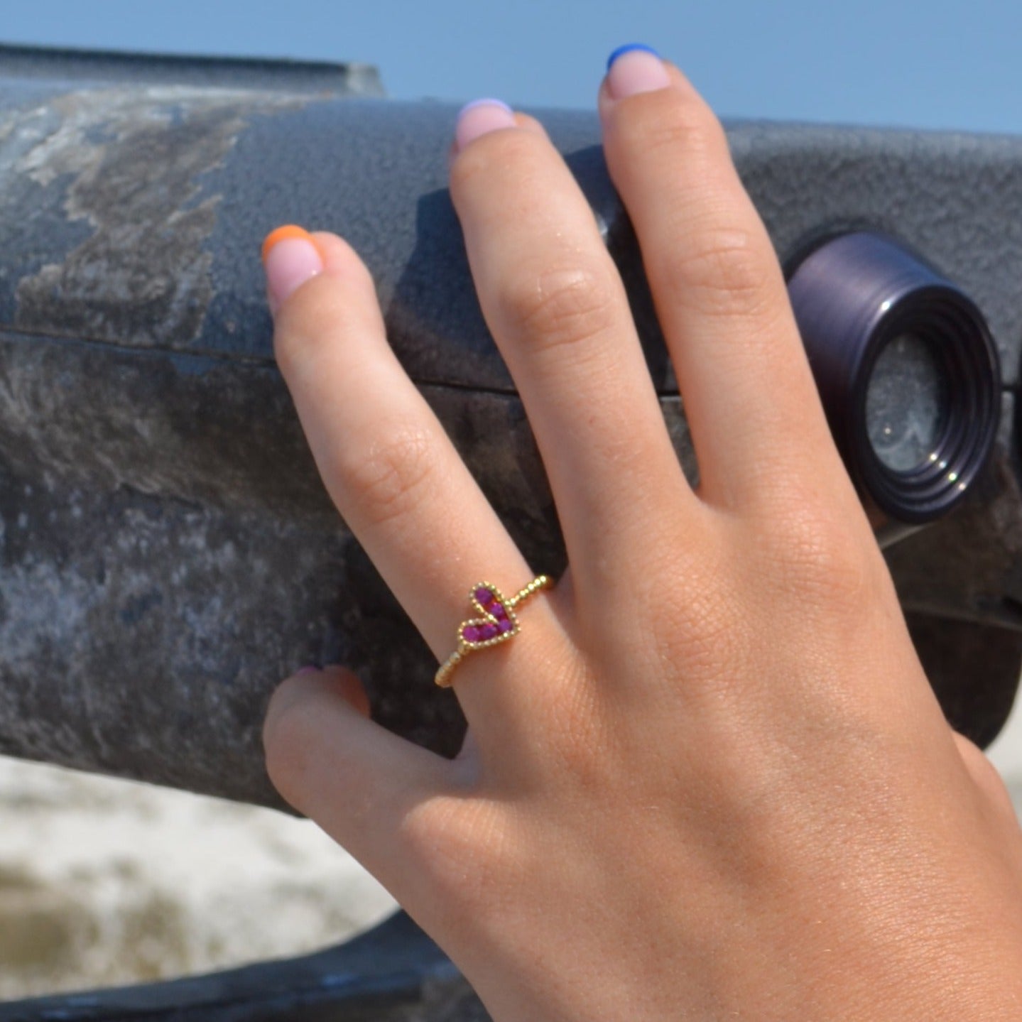 Baroque Heart Charm Ring