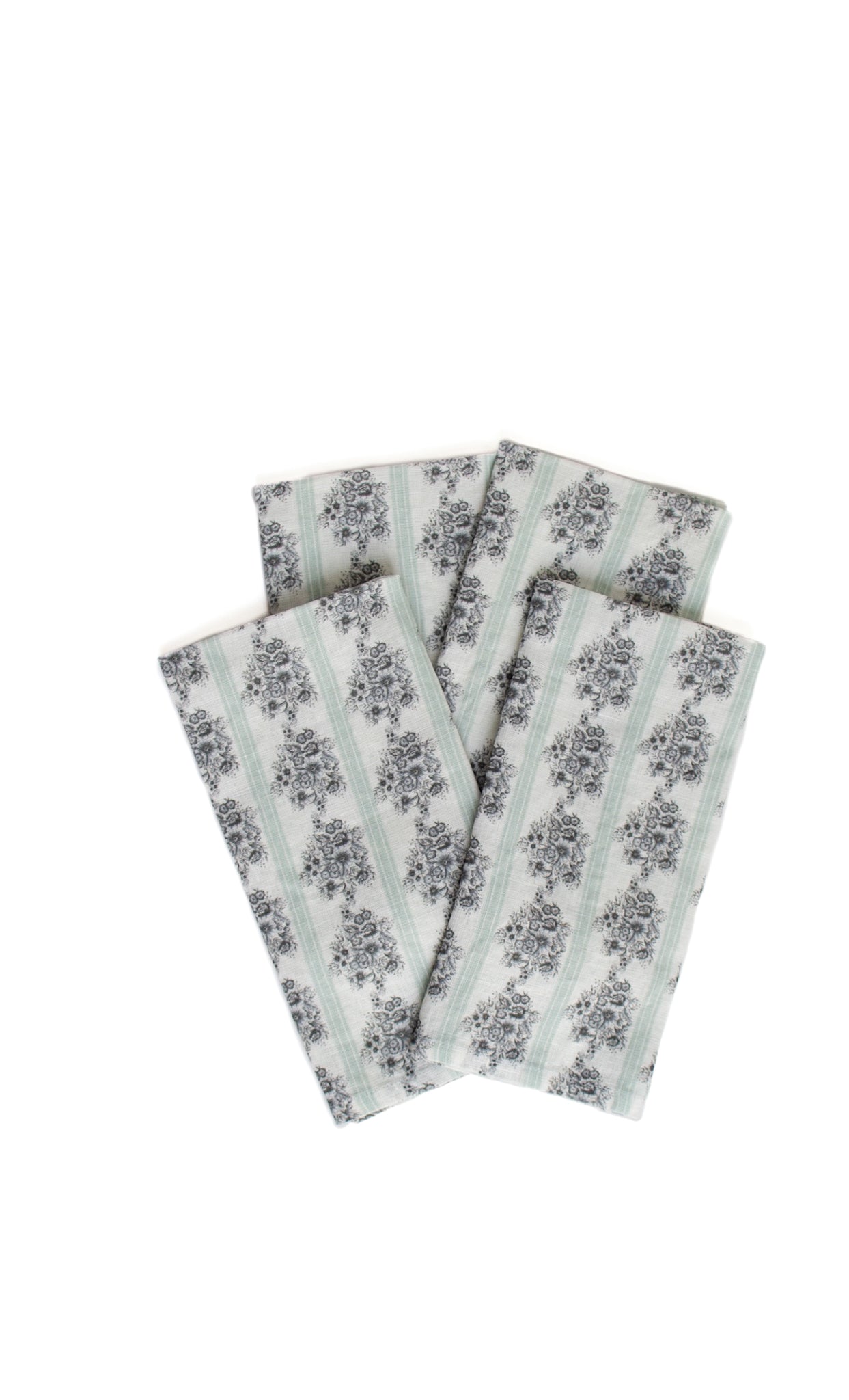 Linen Napkins in Floral Stripe, Set of 4