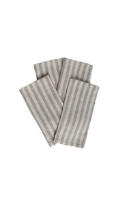 Linen Napkins in Oatmeal & Gray Stripe, Set of 4