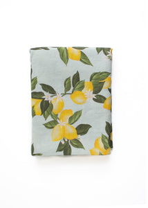 Linen Tablecloth in Lemon Print