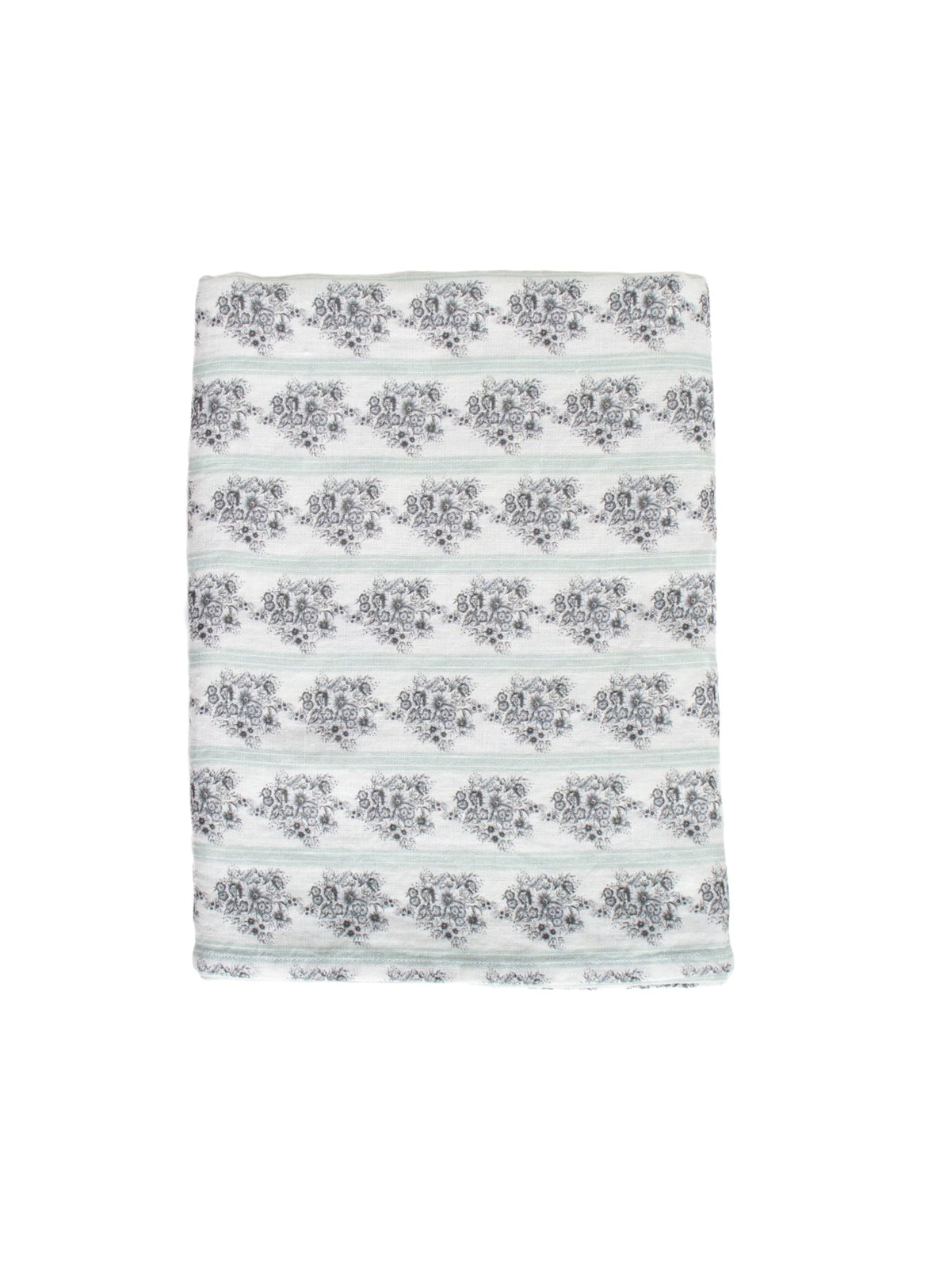 Linen Coverlet in Floral Stripe