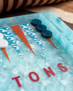 Hamptons Backgammon Board in Blue