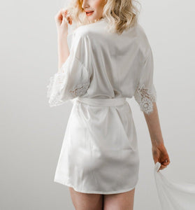 Emily White Silk Robe