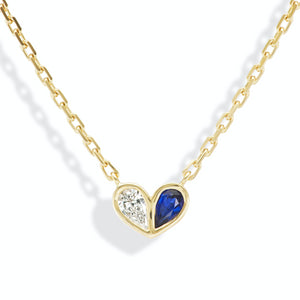 Sweetheart Necklace Diamond and Blue Sapphire