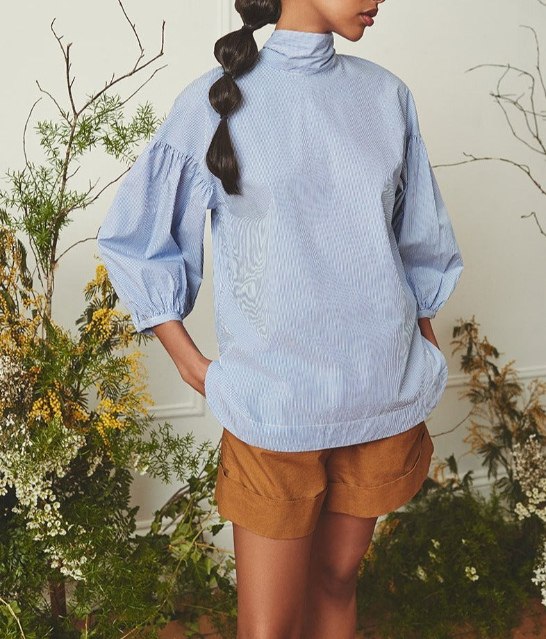 Diane Blouse in Stripe Blue