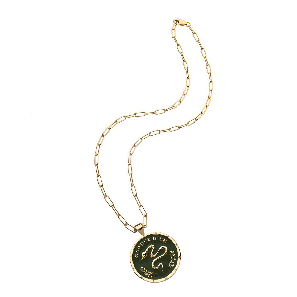 Protect JW Original Pendant Coin Necklace In Green Enamel