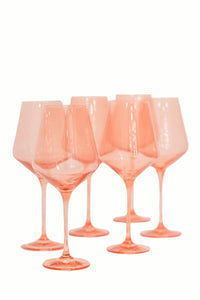 Wine Stemware, Set of 6 Coral Peach Pink