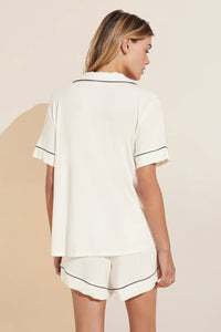 Gisele Relaxed Short PJ Set in Pure Ivory/Navy