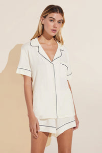 Gisele Relaxed Short PJ Set in Pure Ivory/Navy