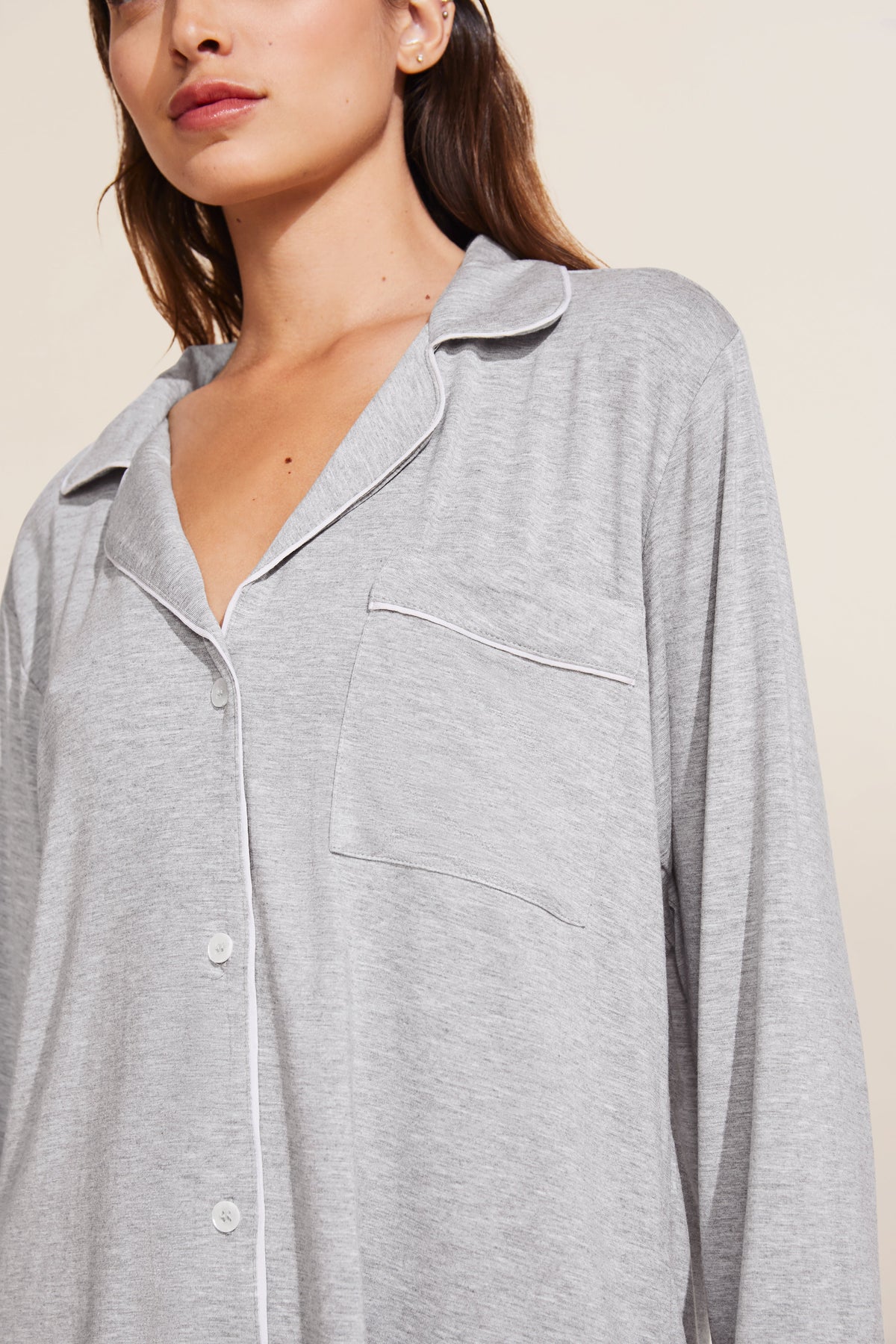 Gisele Long PJ Set in Heather Grey/Sorbet