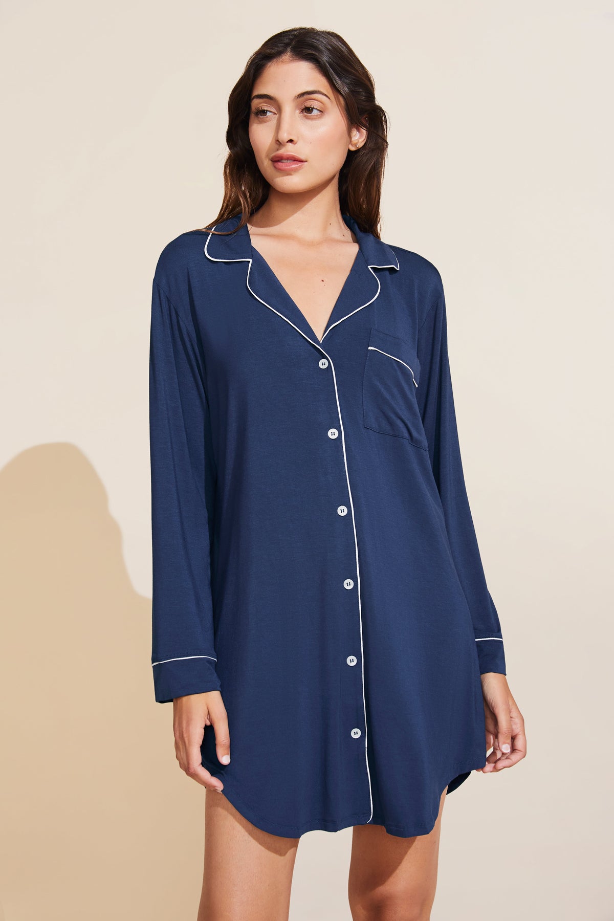 Gisele Sleepshirt in Navy/Ivory