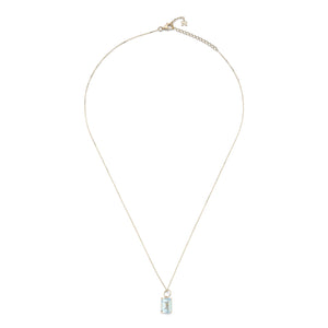 14K Emerald Cut Blue Topaz Necklace