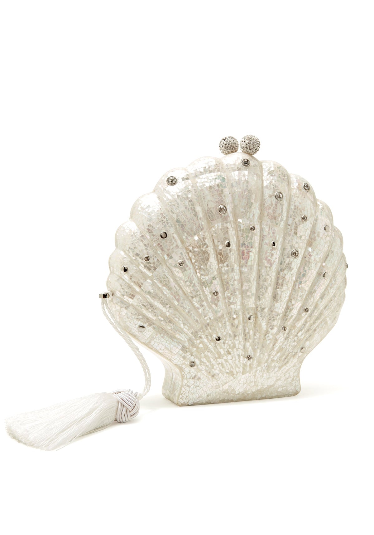 Le Sirenuse White Shell Clutch