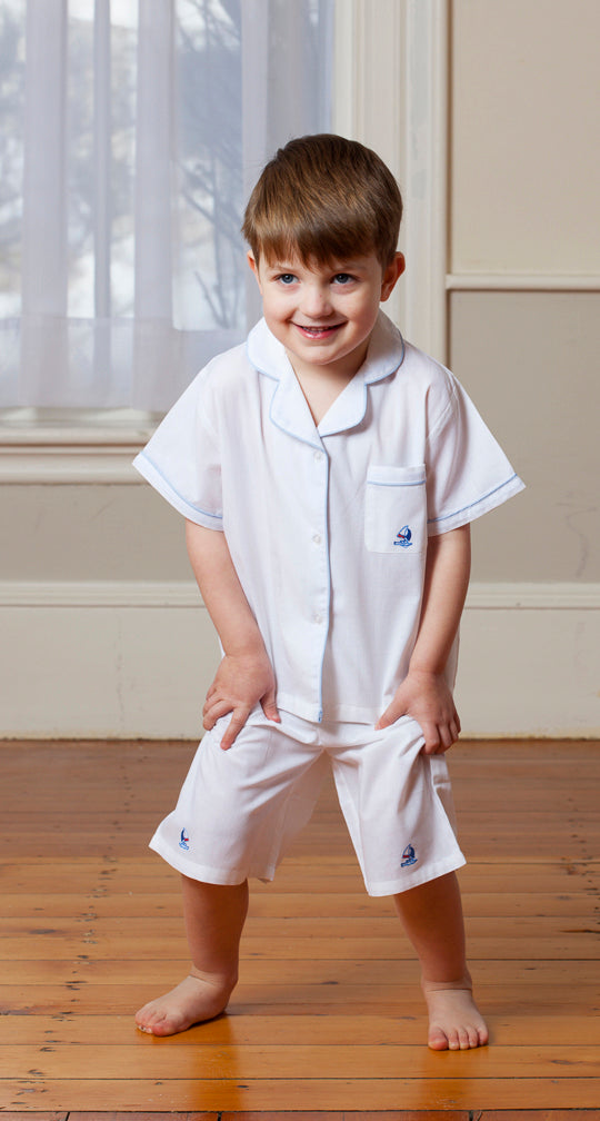 Boys Ship Shape Short Set with Sailboat