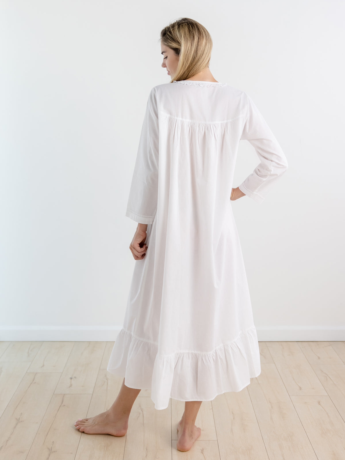 Catherine Long Sleeve Nightgown with Ruffle Hem