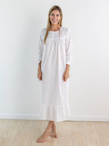 Catherine Long Sleeve Nightgown with Ruffle Hem