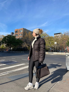 Basic Beige Striped Cashmere Pom Beanie