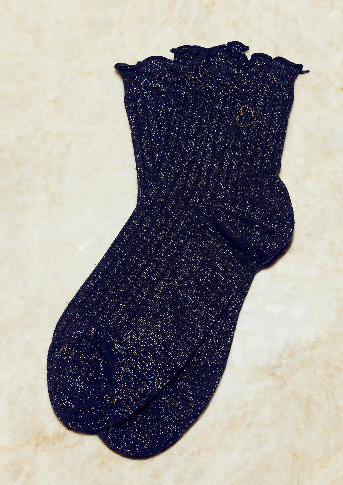 Love & Lurex Ruffled Socks in Midnight