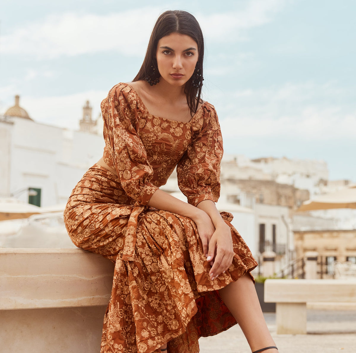 Mary Embroidered Top in Copper