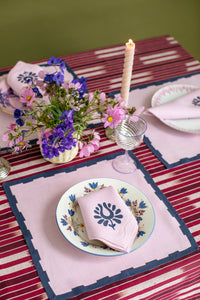 Indian Tulip Dinner Napkins in Lilac and Navy, Set of 2