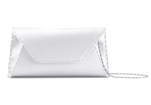 Eloise Clutch Small in Pegasus White IDRO Treated Satin