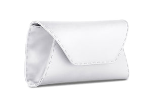 Eloise Clutch Small in Pegasus White IDRO Treated Satin