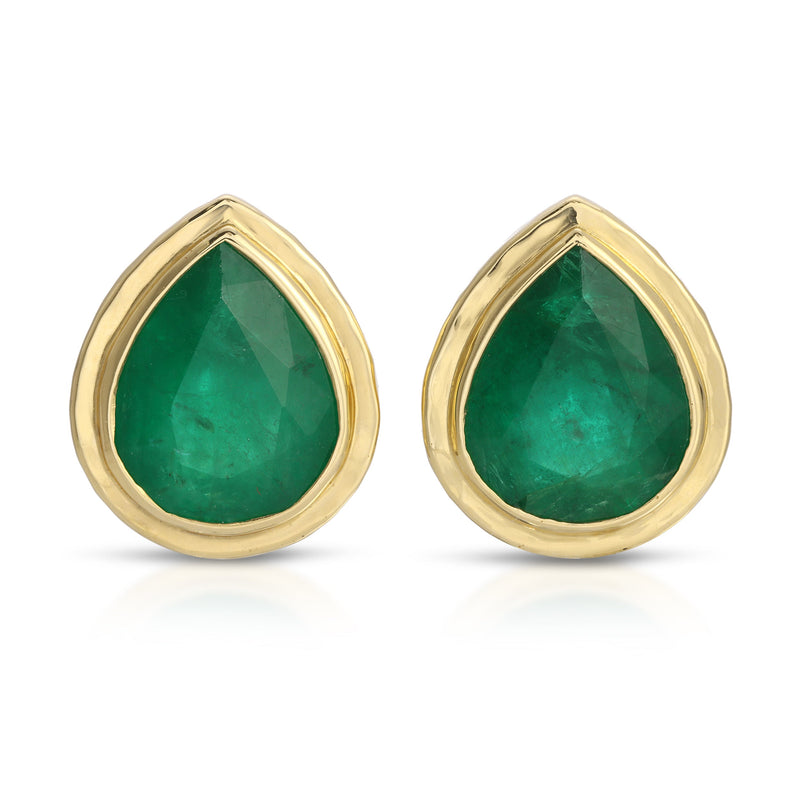 Emerald Pear Studs in 4.19