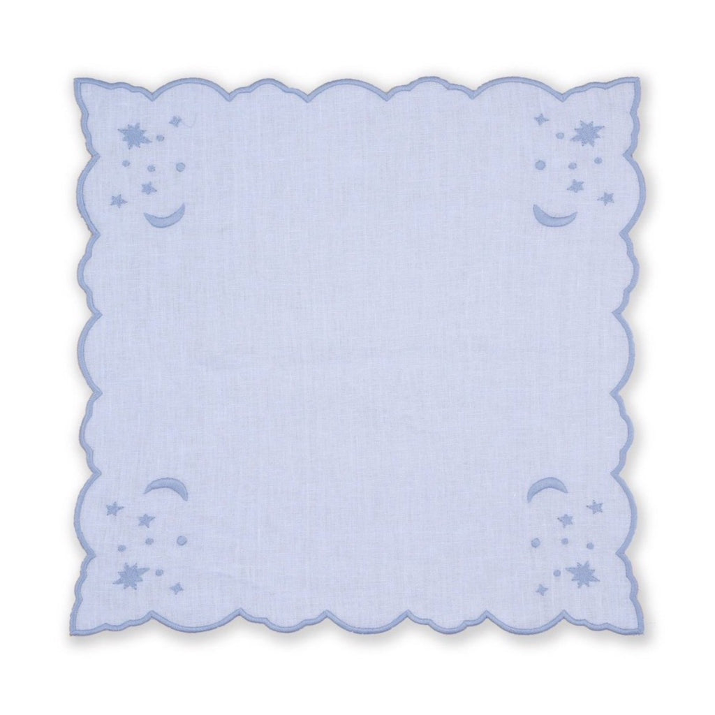 OTM Exclusive: The Astral Linen Napkin in Ice Blue and Ice Blue Embroidery