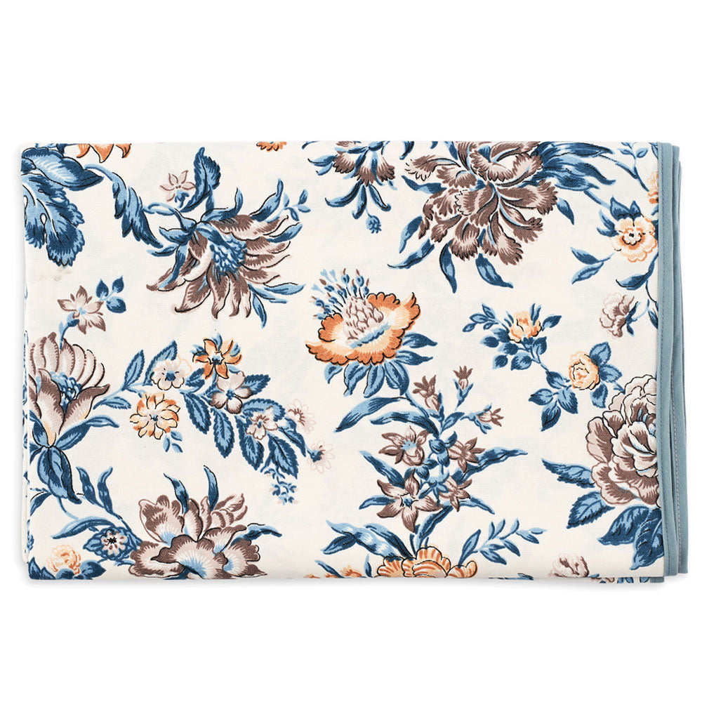 Fall Petrol Blue Floral Tablecloth