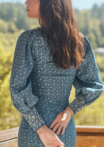 Victoria Embroidered Top in Queen Blue Mini Alabaster Floral