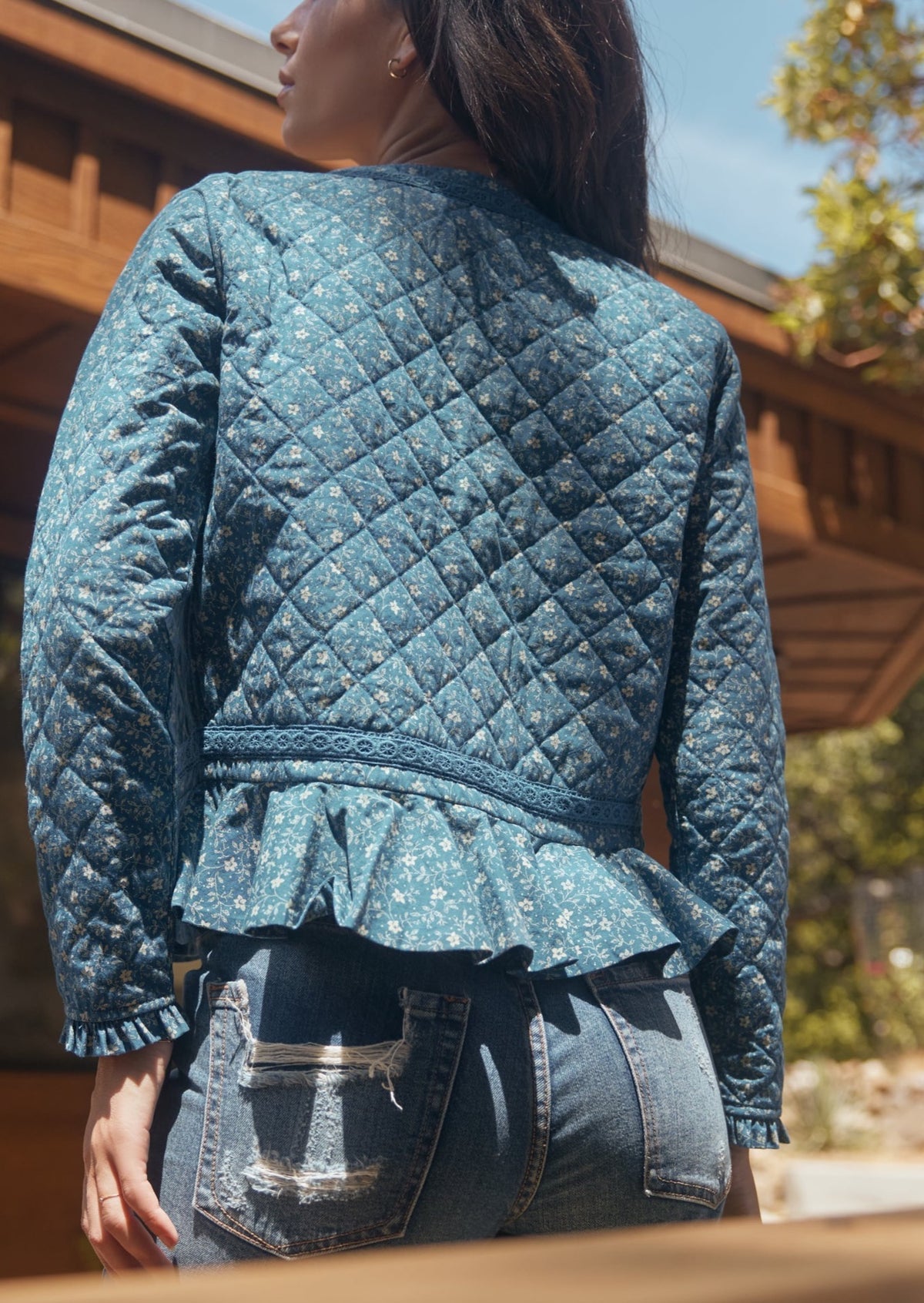 Katie Quilted Reversible Ruffled Jacket