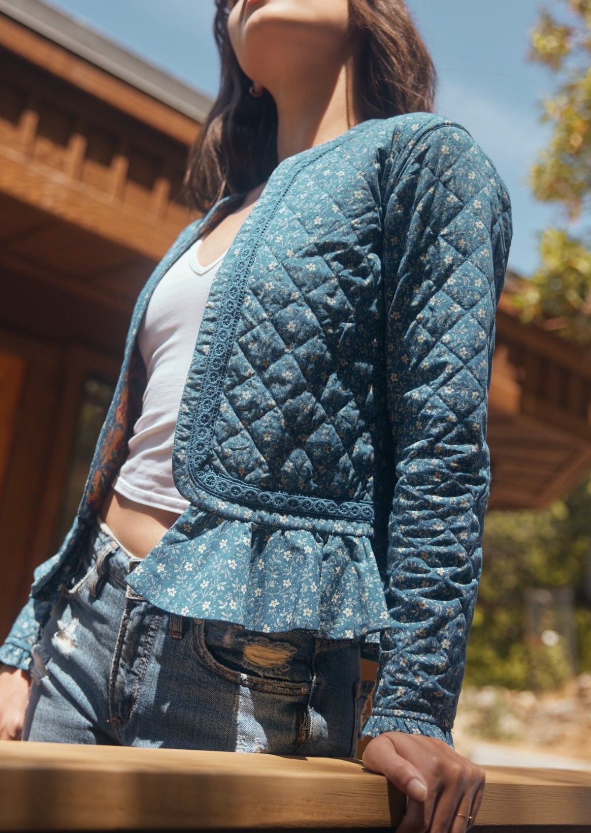 Katie Quilted Reversible Ruffled Jacket