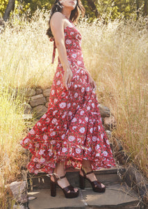 Isabel Maxi Dress in Scarlet Ivory Rose Floral