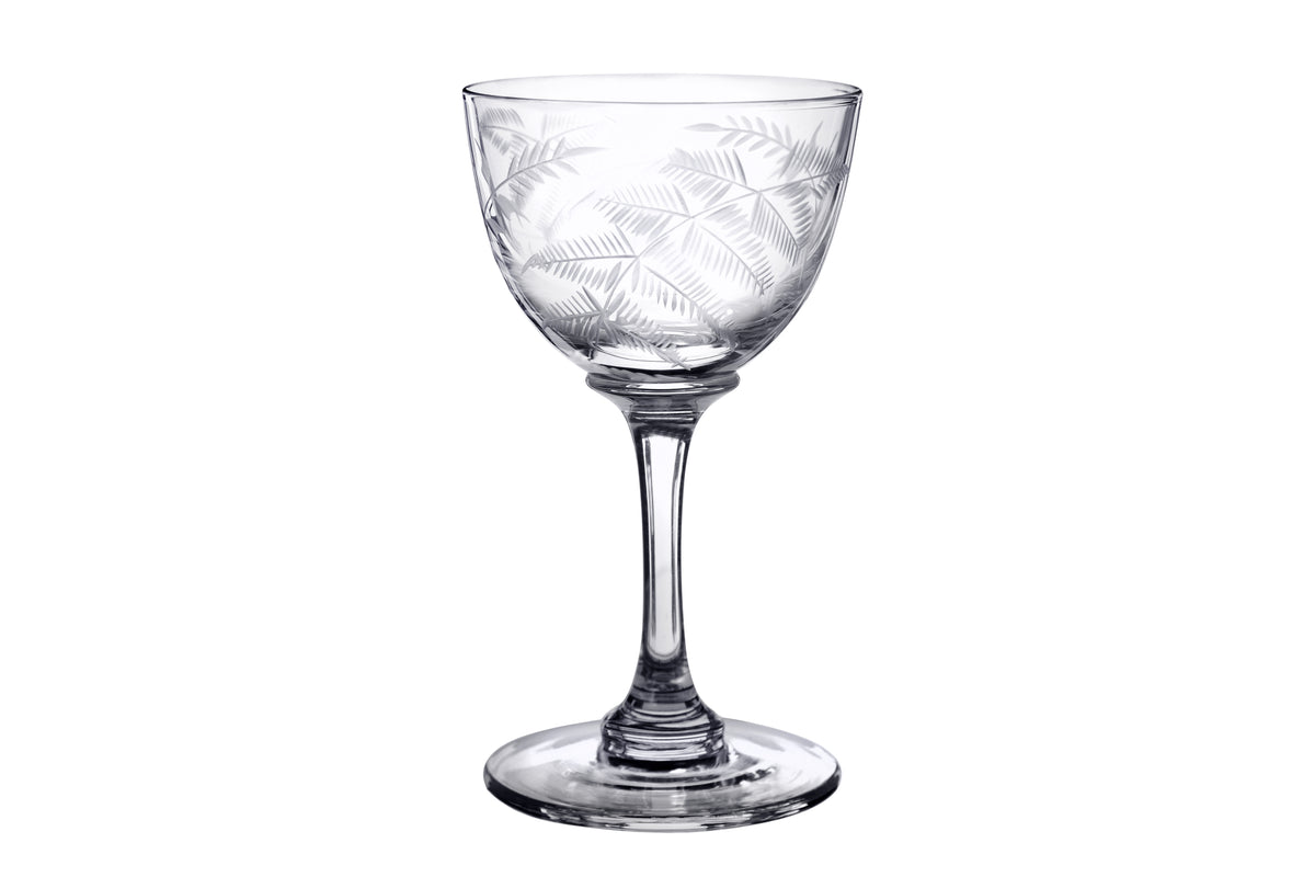 Crystal Liqueur Glasses with Fern Design, Set of Six