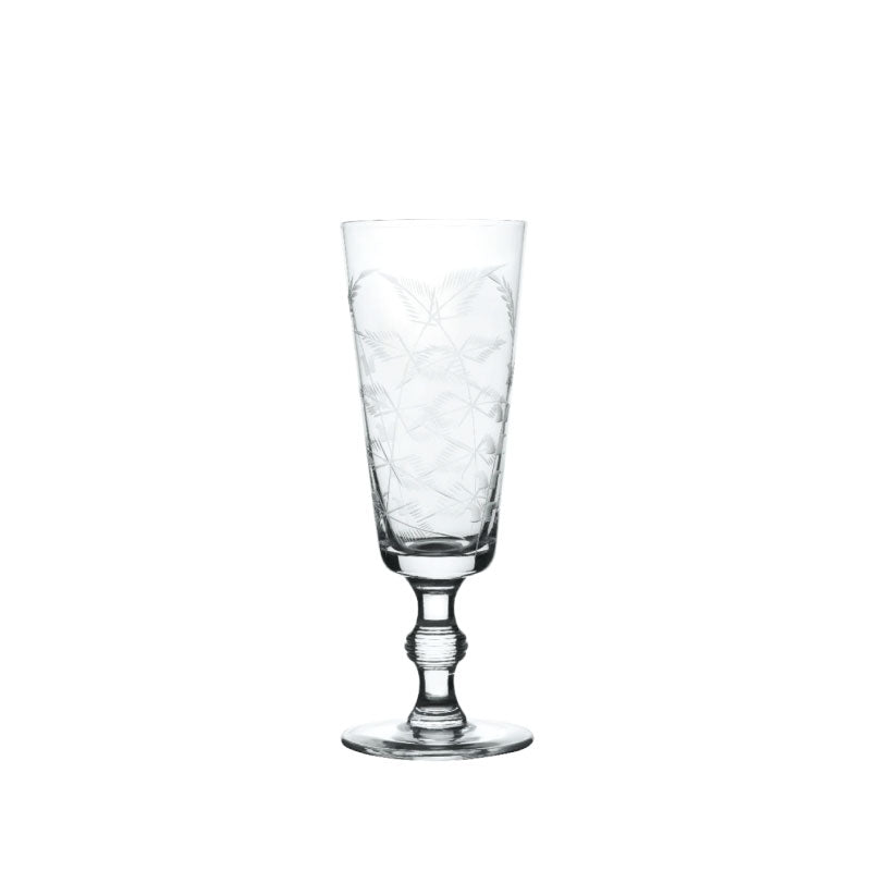 Crystal Champagne Flutes with Fern Design, Set of Four