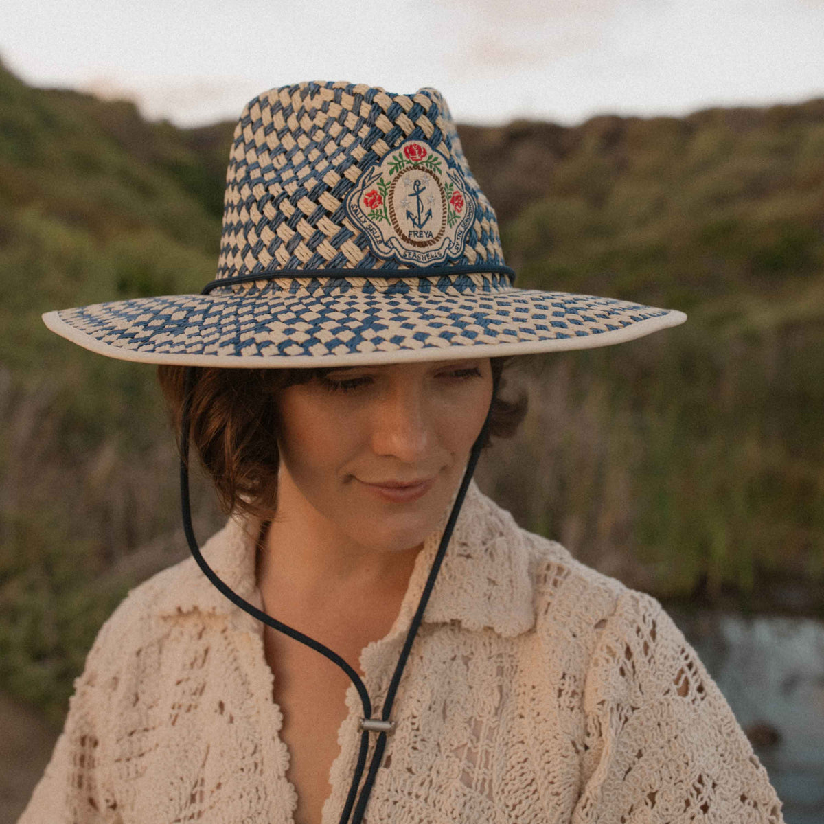 Sally Sells Seashells Lifeguard Hat in Natural & Navy