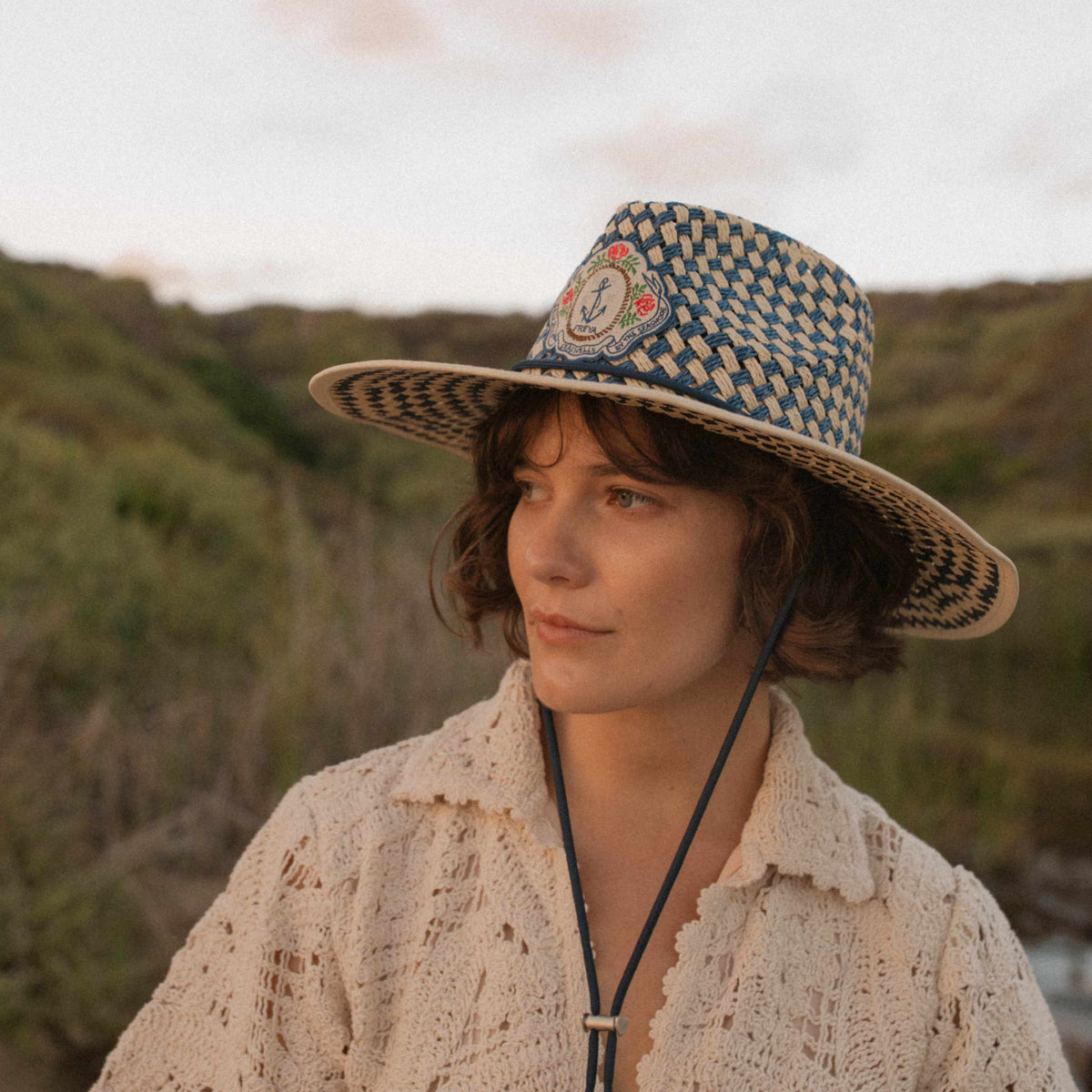 Sally Sells Seashells Lifeguard Hat in Natural & Navy