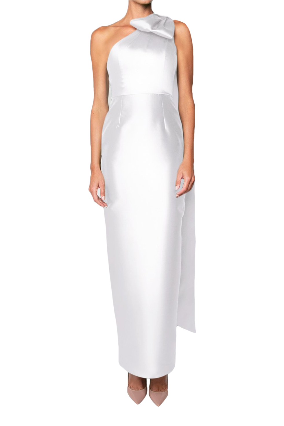 Gabriella Silk and Wool Column Gown in White